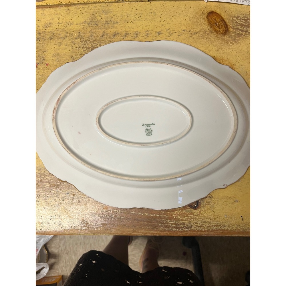 Hutschenreuther Selb Bavaria Germany Oval Serving Platter White Gold Gilt Rim - Picture 5 of 5